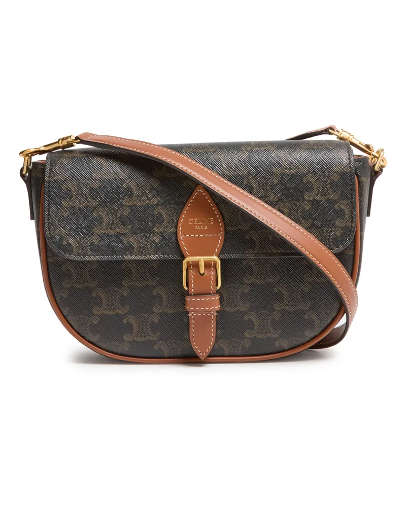 Celine Folco schultertasche aus Triomphe canvas und kalbsleder 