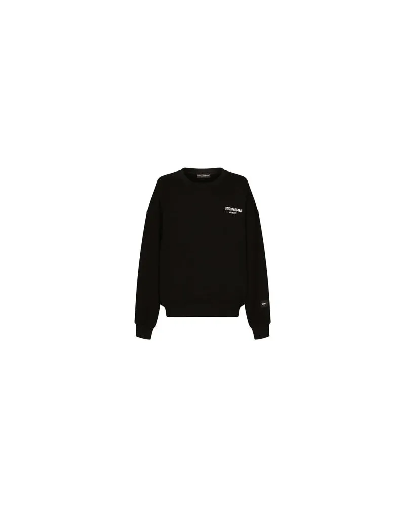 Dolce & Gabbana Jersey-Sweatshirt mit Print und Patch VIB3 Black