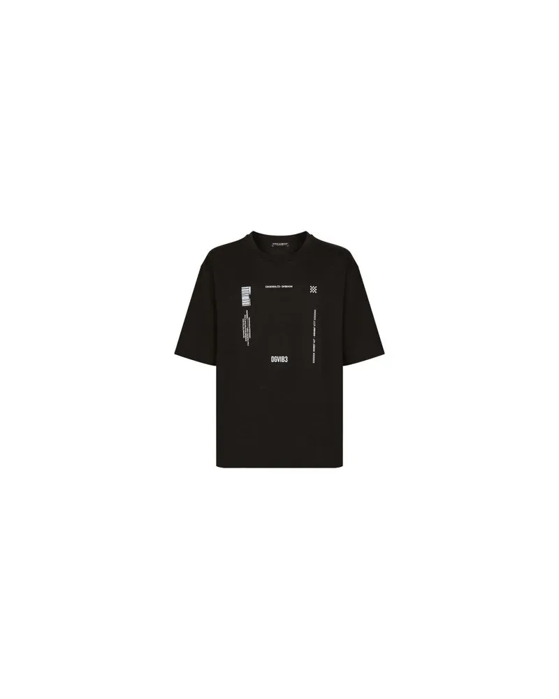 Dolce & Gabbana Baumwoll-T-Shirt mit Logo und Print VIB3 Black