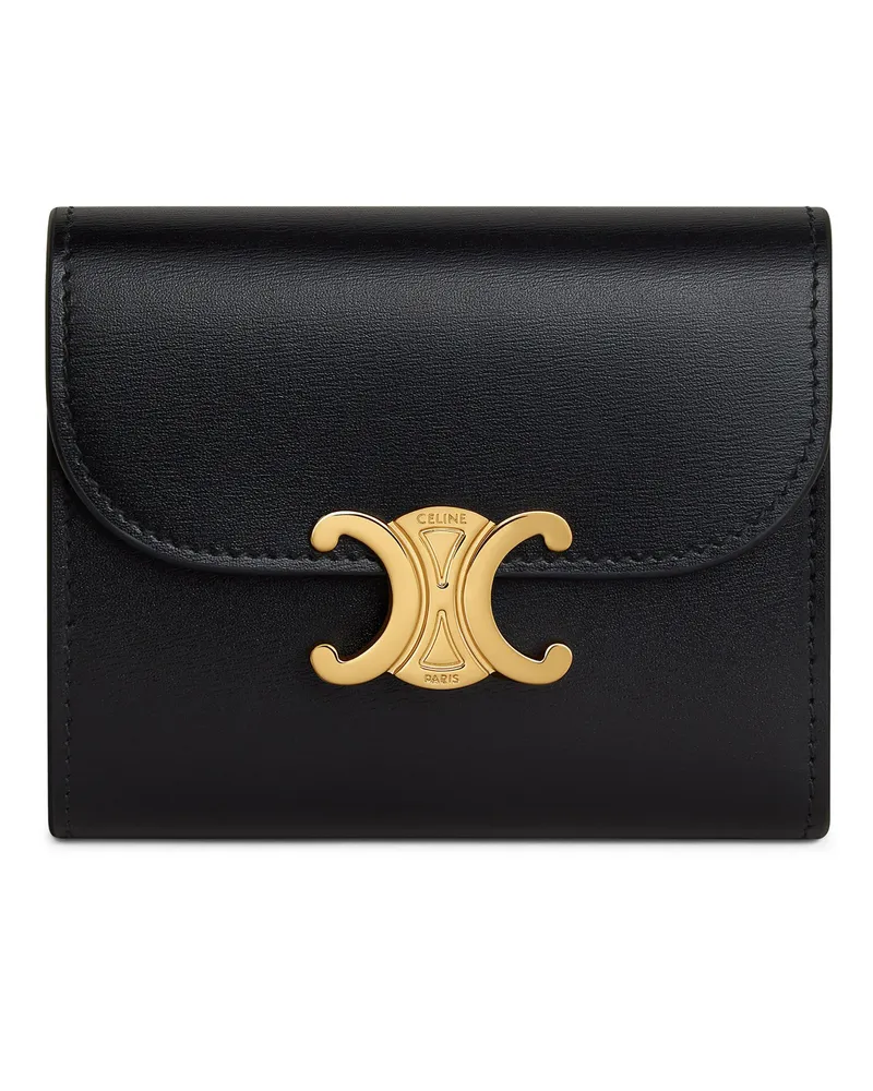 Celine Kleine Triomphe Brieftasche Aus Glänzendem Kalbsleder Black