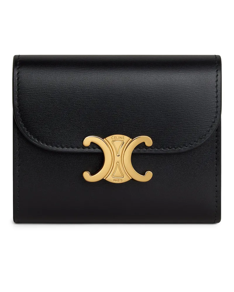 Celine Kleine Triomphe Brieftasche Aus Glänzendem Kalbsleder Black