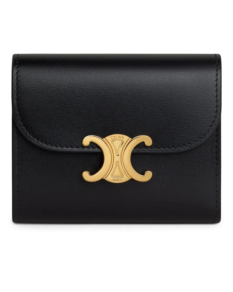 Celine Kleine Triomphe Brieftasche Aus Glänzendem Kalbsleder Black