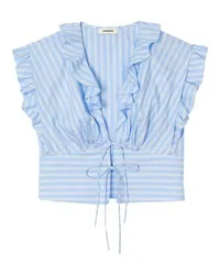 Sandro Kurzes gestreiftes Top mit Volants Blue