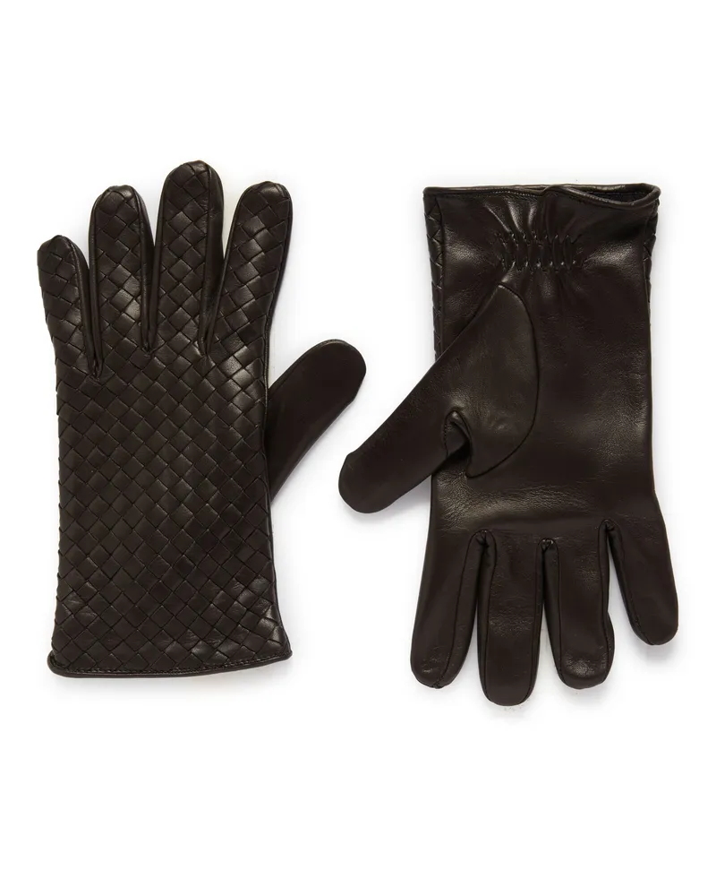 Bottega Veneta Intrecciato Lederhandschuhe Brown