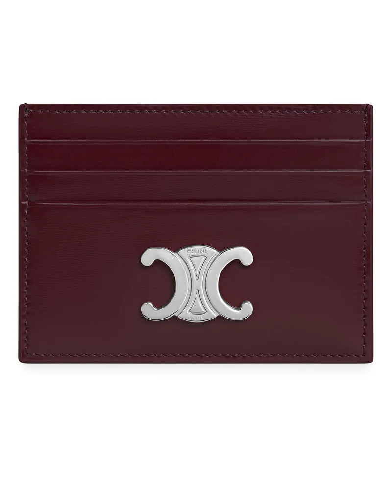 Celine Triomphe card holder aus glänzendem kalbsleder Burgundy