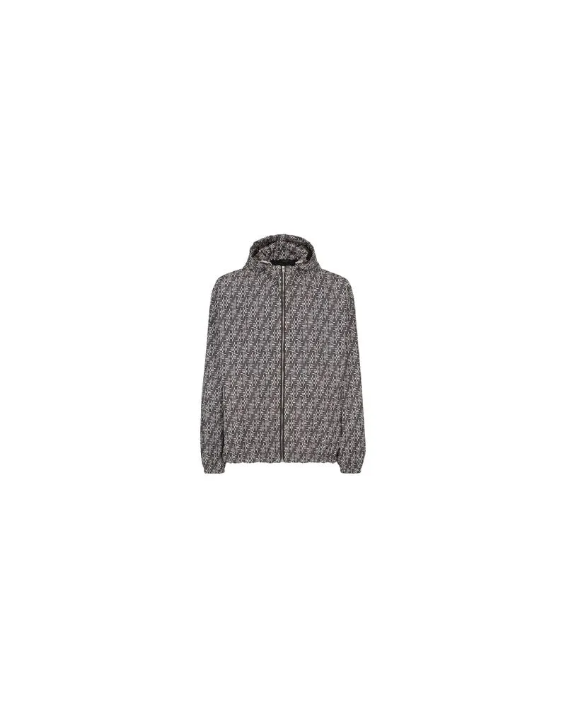 Fendi Windjacke mit Kapuze und Kordelzug Grey