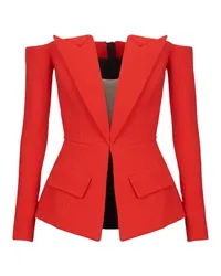 Balmain Schulternahes Schößchen-Top Red