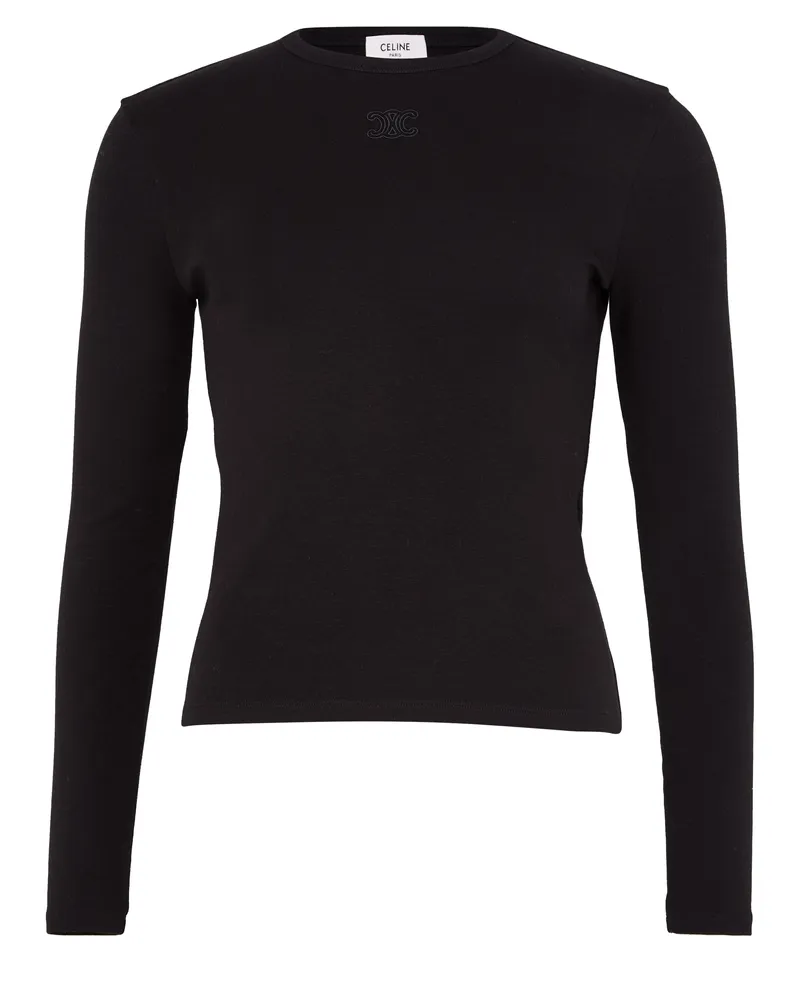 Celine Triomphe t-shirt aus geripptem baumwolljersey 