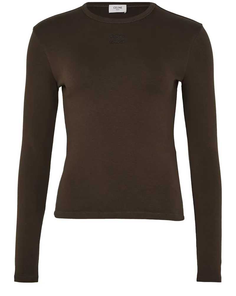 Celine Triomphe t-shirt aus geripptem baumwolljersey 