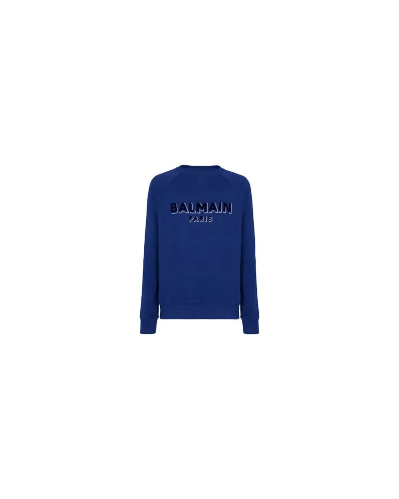 Balmain Sweatshirt Balmain mit Metallic-Beflockung Blue