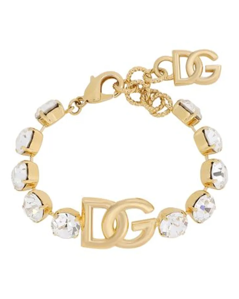 Dolce & Gabbana Armband Mit Strasssteinen Und Dg Logo Gold