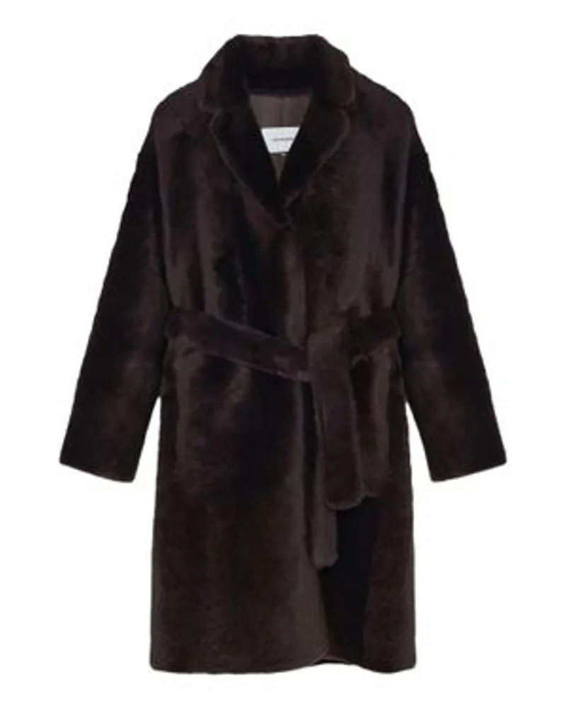 Yves Salomon Shearling-Mantel Brown