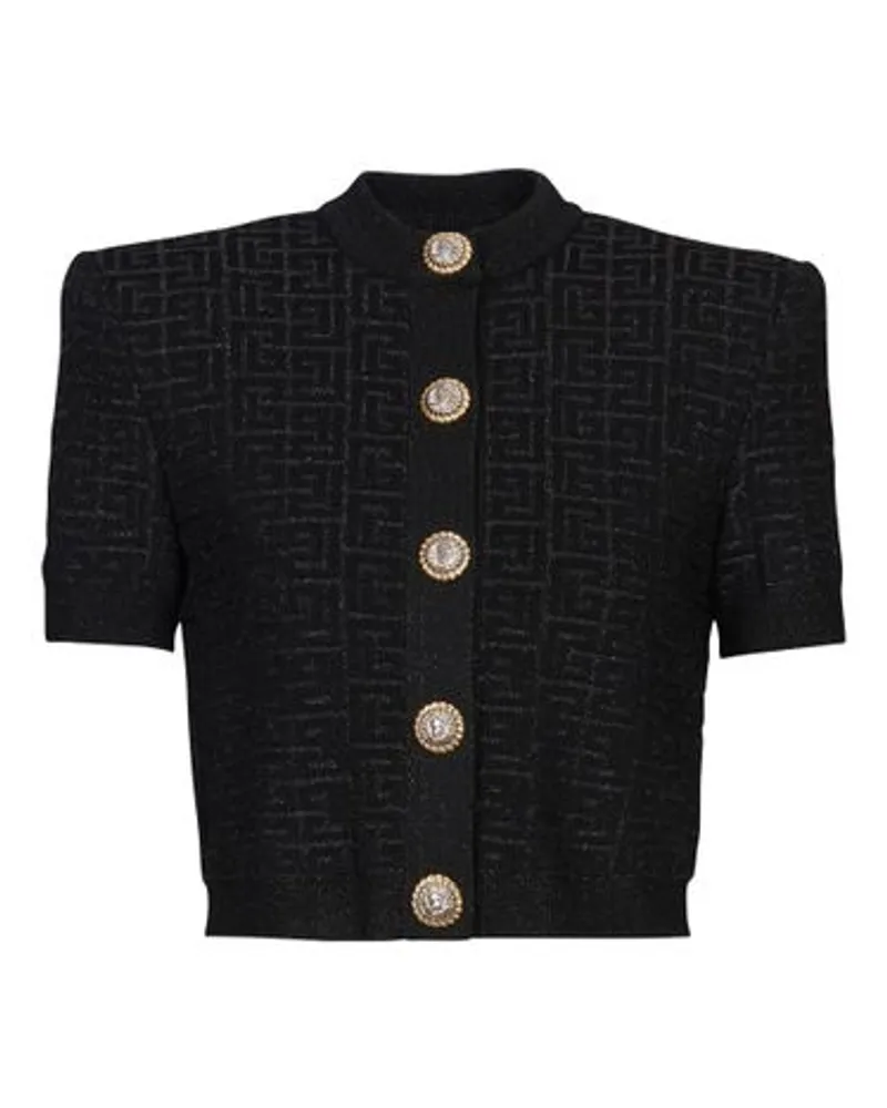 Balmain Cardigan Monogramm Pb Labyrinthe Black