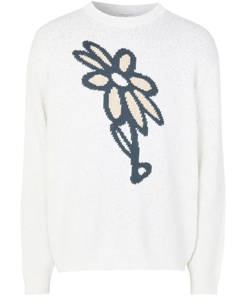 Kitsuné Intarsien-Pullover mit abstraktem Gänseblümchen-Motiv 