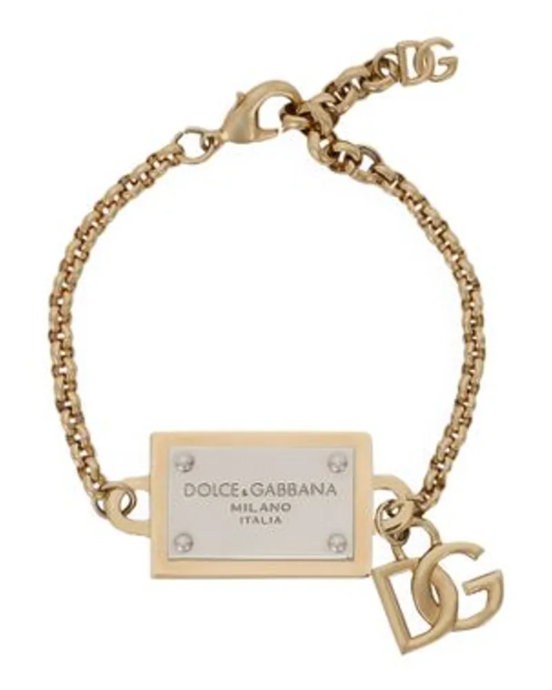 Dolce & Gabbana Armband Mit Dg Und Logo Tag Gold