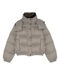 Yves Salomon Kurze Daunenjacke mit Fuchspelz-Kragen Grey