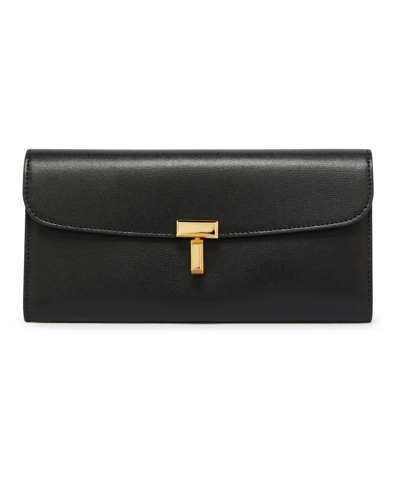 Totême T-Lock Portemonnaie aus Leder Black