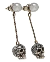 Alexander McQueen Skull-Ohrringe mit Perlenpavé Silver