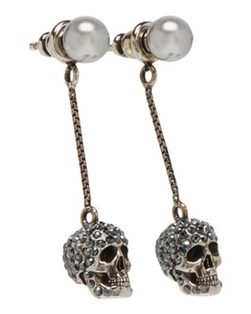 Alexander McQueen Skull Ohrringe Mit Perlenpavé Silver