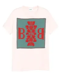 Barrie Baumwoll-T-Shirt mit Barrie Kaschmir-Logo-Patch Pink