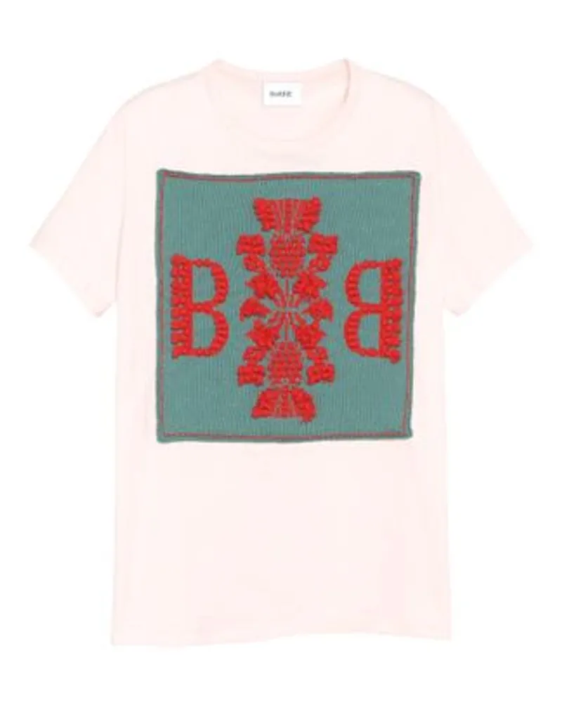 Barrie Baumwoll-T-Shirt mit Barrie Kaschmir-Logo-Patch Pink