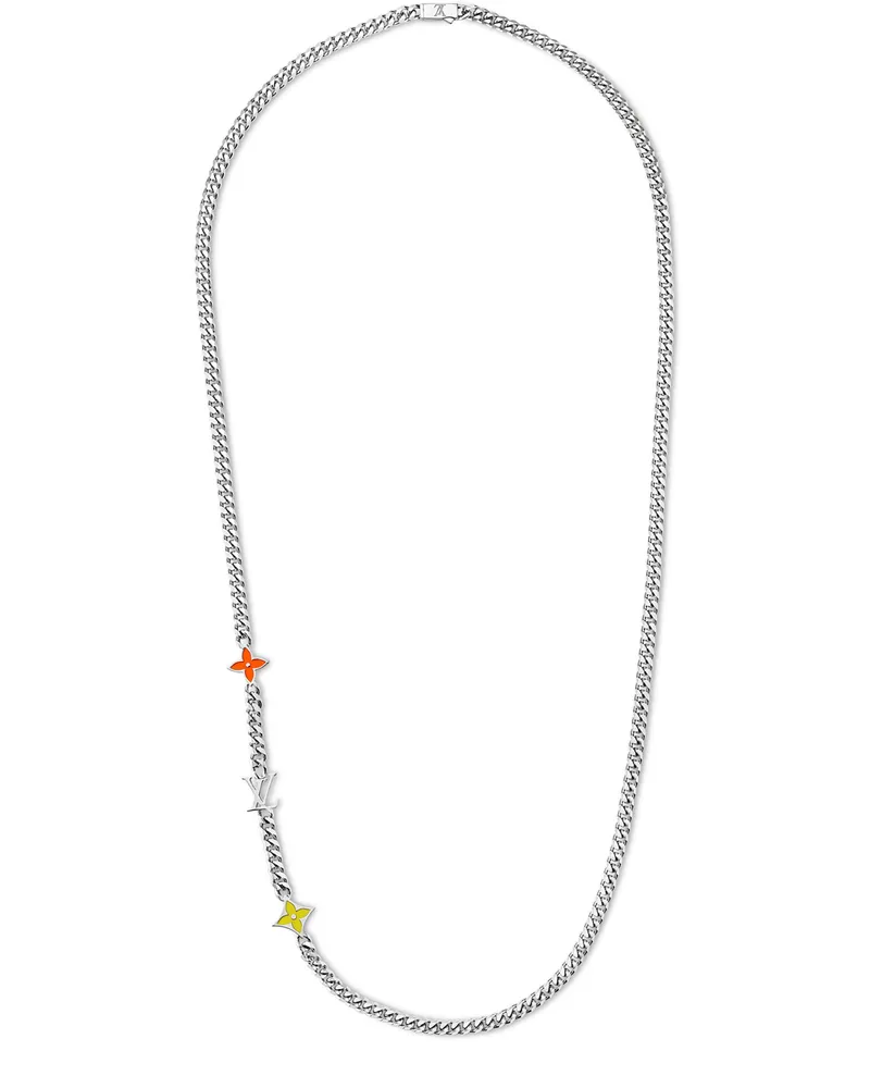 Louis Vuitton Monogram Row Halskette Silver