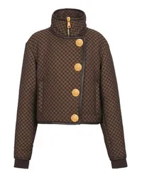 Balmain Kurze Jacke mit Mini-Monogramm Brown