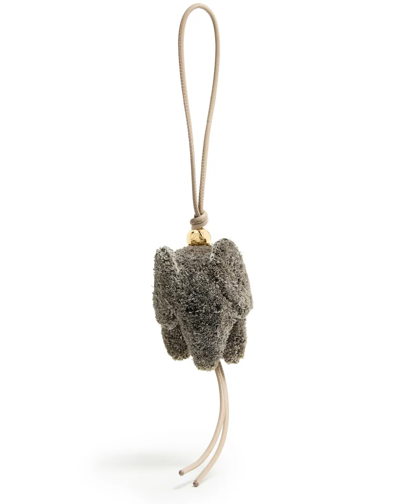 Loewe Taschenschmuck Elefant aus Raffia und Kalbsleder Grey