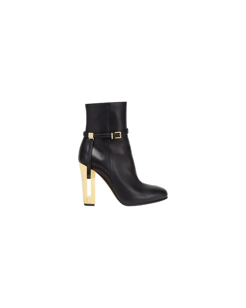 Fendi Lederstiefelette mit hohem Absatz Black