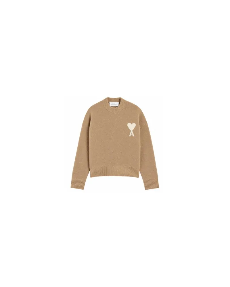AMI Paris Rundhalspullover Ami de Cur Beige