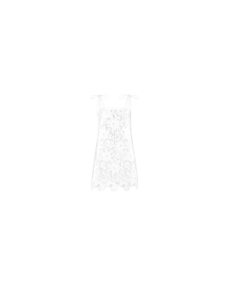 Dolce & Gabbana Minikleid mit durchbrochenem Blumenmuster White