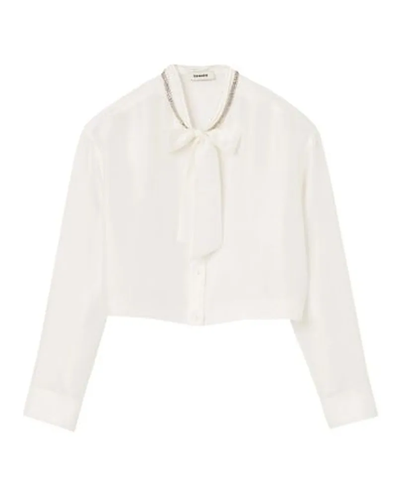 Sandro Kurze Seidenbluse White