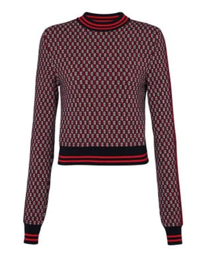 Balmain Kurzer Strickpullover mit Monogramm Multicolor