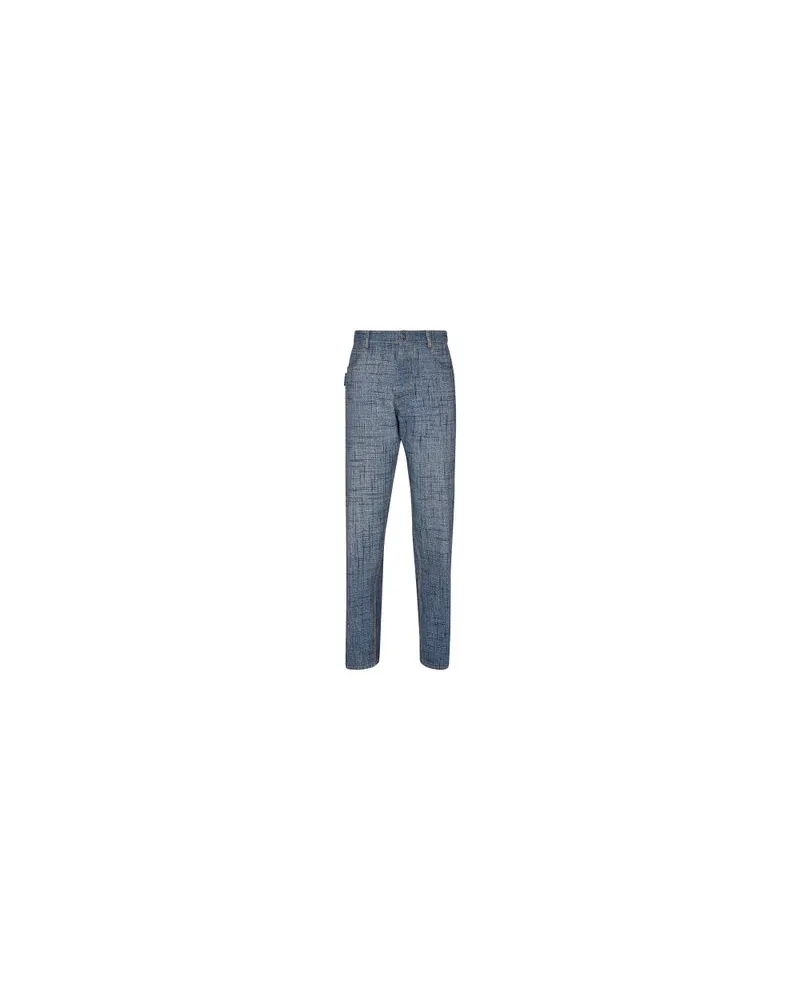 Bottega Veneta Bedruckte Hose in Denim-Optik Blue