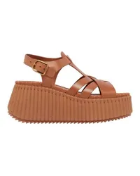 Chloé Sandalen mit Keilabsatz Nama Brown