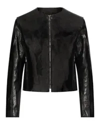 Dolce & Gabbana Lederjacke ohne Kragen Black