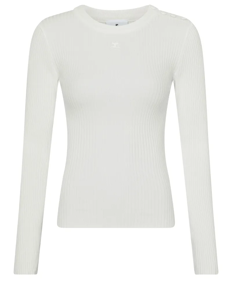Courrèges Rippstrickpullover mit Schulterknöpfen 