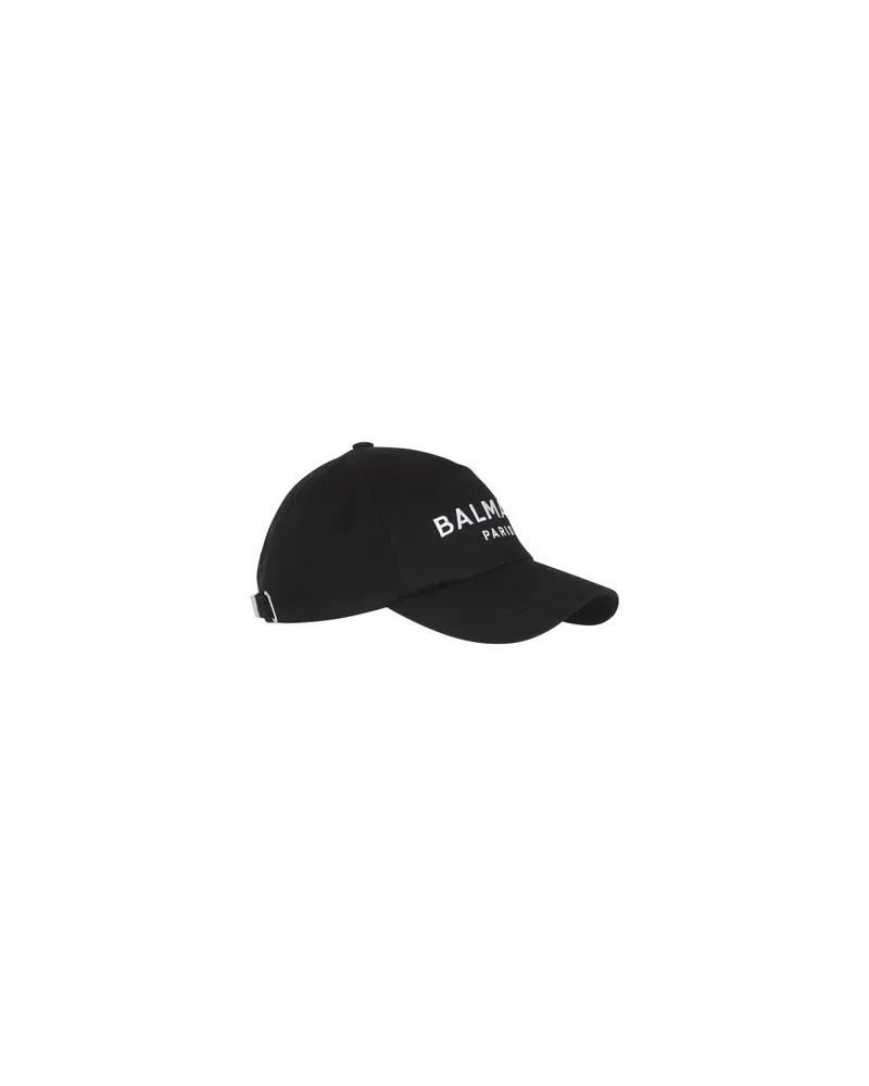 Balmain Baumwoll Cap Mit Balmain Paris Stickerei Black