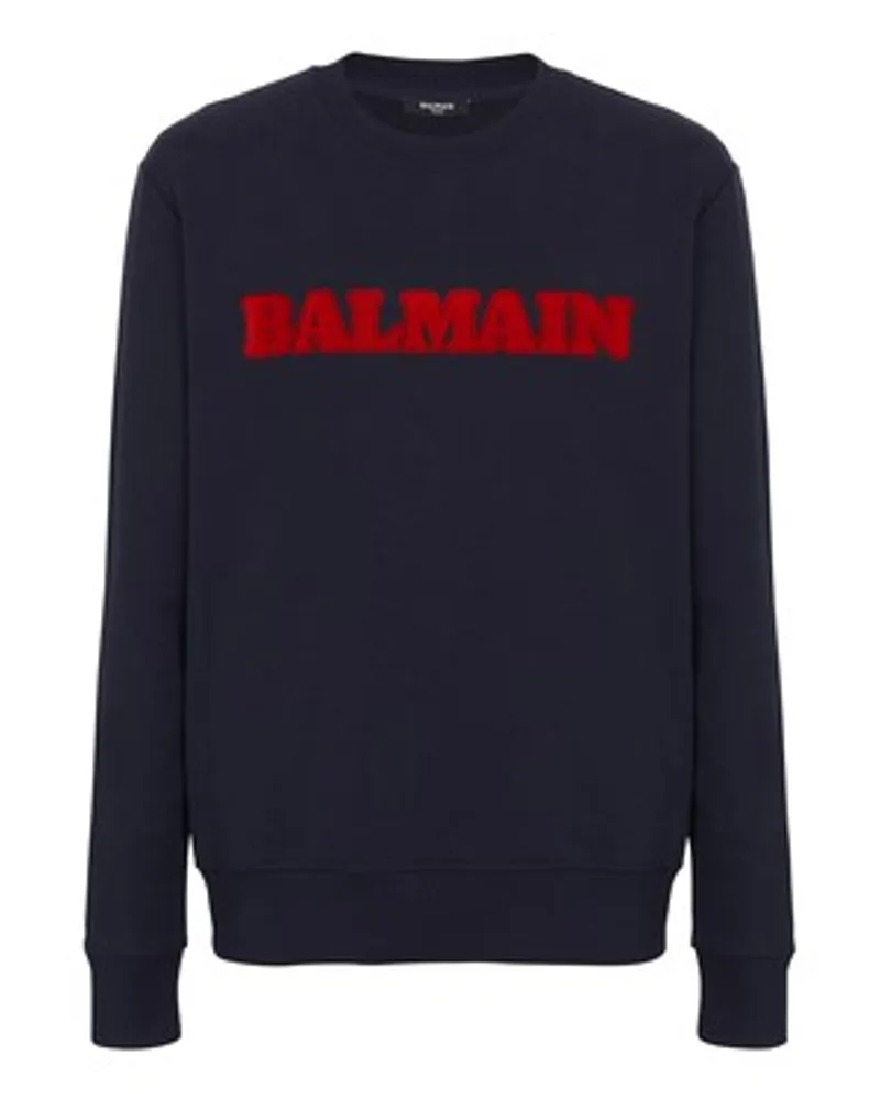 Balmain Beflocktes Balmain-Retro-Sweatshirt Blue