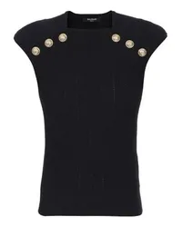 Balmain Stricktop mit Knöpfen Black