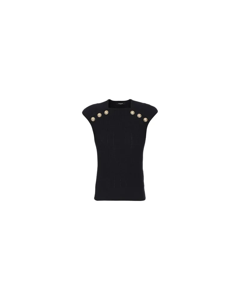 Balmain Stricktop mit Knöpfen Black