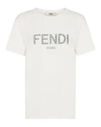 Fendi T-Shirt in Regular Fit mit Rundhalsausschnitt White