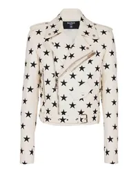 Balmain Bikerjacke Etoiles Beige