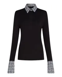 Karl Lagerfeld LangäRmliges Bouclé-Poloshirt Black