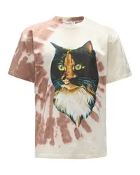 J.W.Anderson T-Shirt in Tie-Dye-Optik mit Katzen-Print Brown