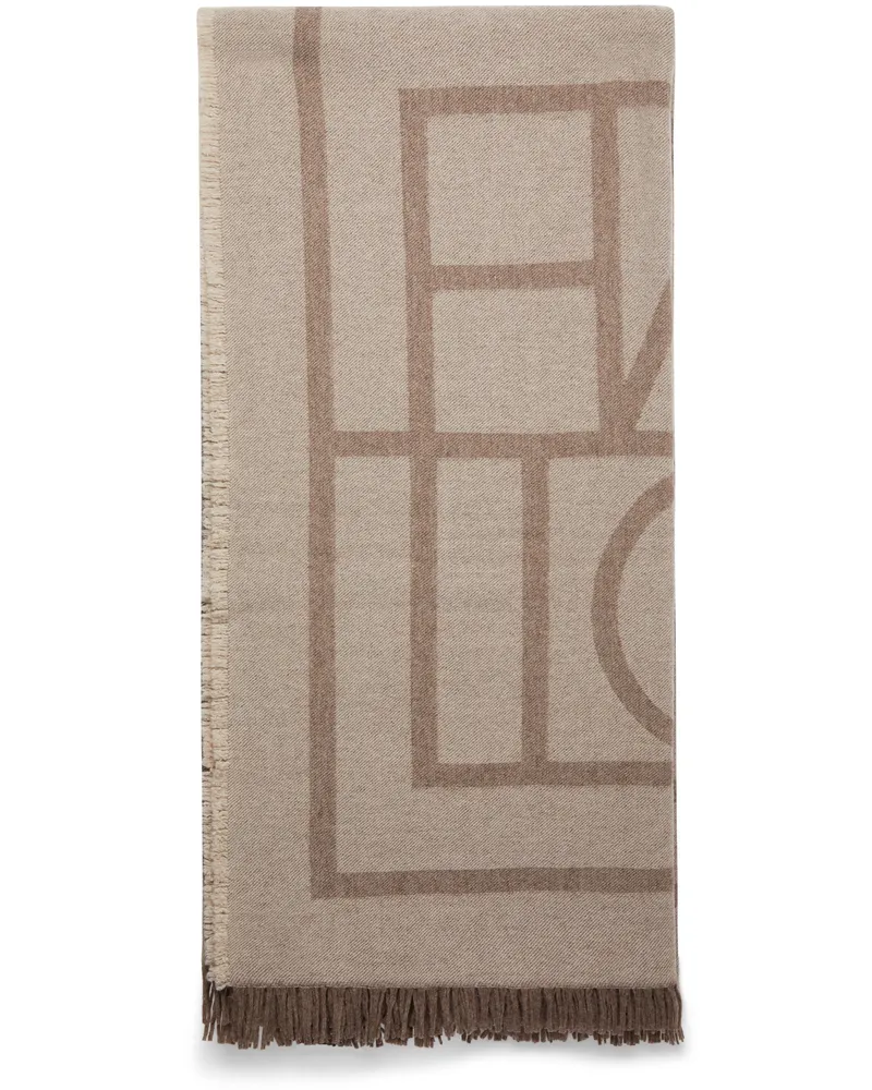Totême Kaschmirschal Monogramme aus Wolle Beige