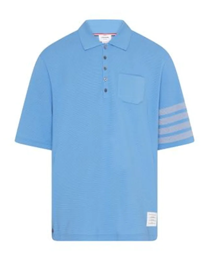 Thom Browne Pikee-Polo im Wellendesign Blue