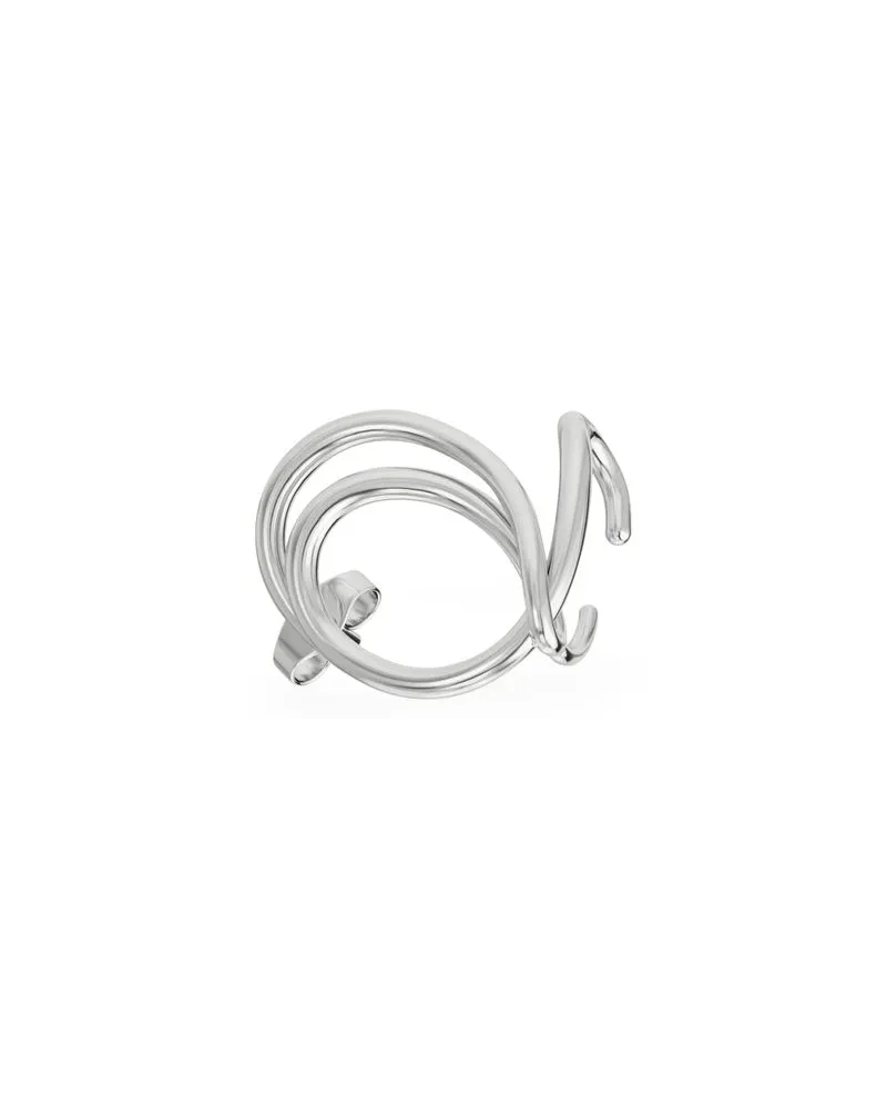 Loewe Mini-Clutch Flamenco aus Kalbsleder mit Moiré-Prägung Silver