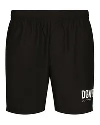 Dolce & Gabbana Mittellange Badeshorts mit Print und Logo VIB3 Black