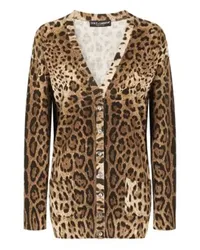 Dolce & Gabbana Kaschmir-Strickjacke mit Leopardenprint Brown